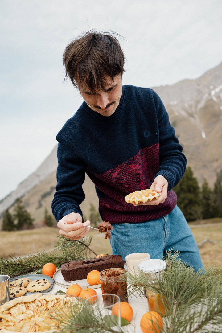 Pull chaud en laine recyclée Homme SNEJNI2 - Navy